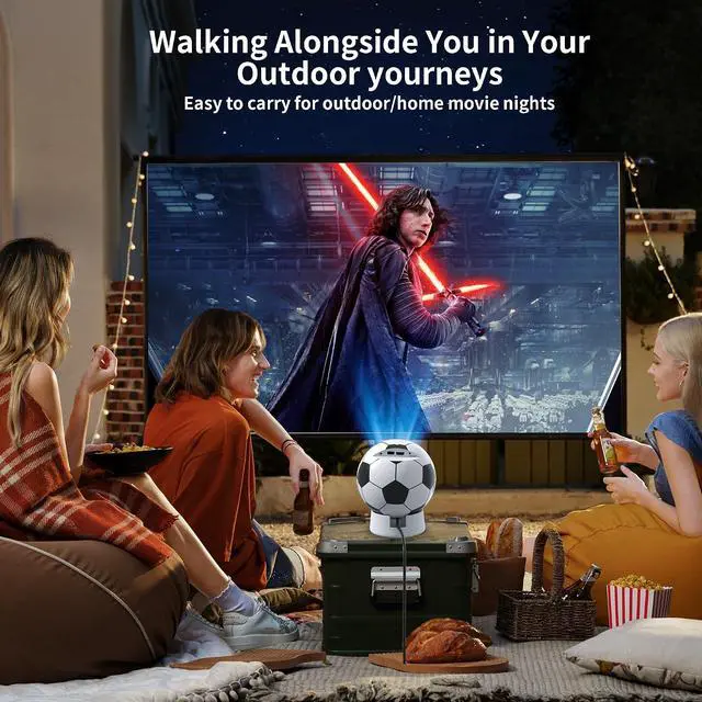 Alt view image 4 of 6 - World Cup 2026 Projector with WiFi and Bluetooth, Portable Movie Projector with 180° Rotatable, Support 4K 1080P for Outdoor Projector, Compatible with Smartphone, Laptop, HDMI, TV Stick