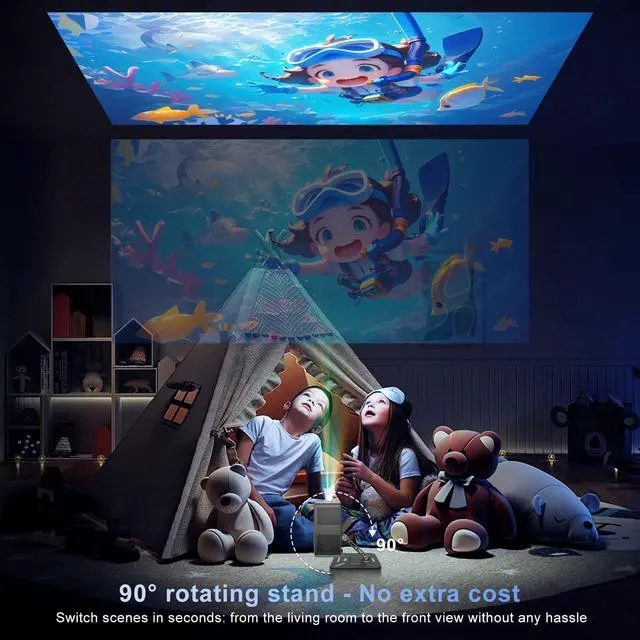 Alt view image 7 of 7 - Smart Mini Projector with Wifi and Bluetooth - Portbale Movie Projectors for Outdoor/Bedroom, Autofocus & Auto Keystone