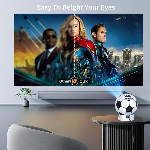 Alt view image 2 of 6 - World Cup 2026 Projector with WiFi and Bluetooth, Portable Movie Projector with 180° Rotatable, Support 4K 1080P for Outdoor Projector, Compatible with Smartphone, Laptop, HDMI, TV Stick