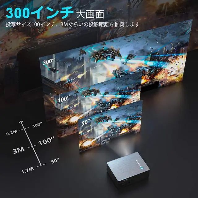 Alt view image 3 of 7 - 4K Projector,Native 1080P Projector for Outdoor Home,Movie Projector support 4K HD Video ±50° Digital Keystone & 300 Projection Area,Compatible with TV Stick,Laptop,PS5,X-Box,iOS Android