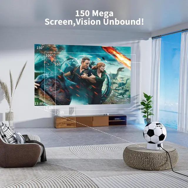 Alt view image 5 of 6 - World Cup 2026 Projector with WiFi and Bluetooth, Portable Movie Projector with 180° Rotatable, Support 4K 1080P for Outdoor Projector, Compatible with Smartphone, Laptop, HDMI, TV Stick