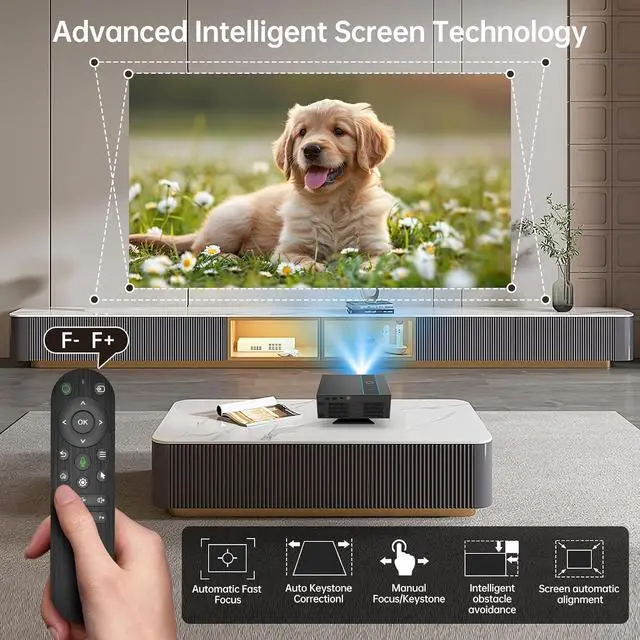 Alt view image 4 of 7 - MT-VIKI 4K Smart Projector Home Theater Supports 18000 Lumens Auto Focus/Auto Keystone Correction Projector Full HD 1080P Resolution With 360° Rotatable Stand