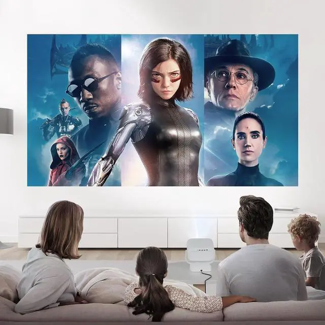 Alt view image 5 of 6 - Portable WiFi Bluetooth Projector, 4K Support Smart Mini Projector with Rotatable Stand, 1080P FHD Home Cinema Projector for Movie Film, Work with Smartphone/TV Stick/Laptop PC
