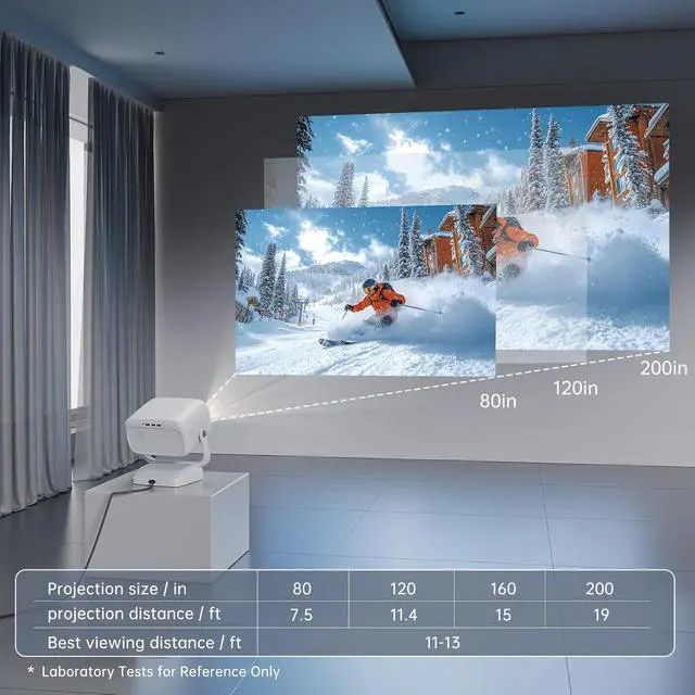 Alt view image 4 of 6 - Portable WiFi Bluetooth Projector, 4K Support Smart Mini Projector with Rotatable Stand, 1080P FHD Home Cinema Projector for Movie Film, Work with Smartphone/TV Stick/Laptop PC