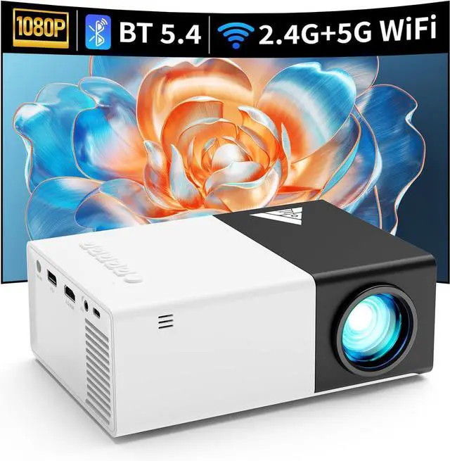 Main image of Mini Projector with Wifi Portable Projectors Support 1080P 200" Mini HD Movie Projector, Outdoor Projectors Compatible with Phone/ Tablet/ Laptop/ TV Stick/ HDMI/ USB - Black White