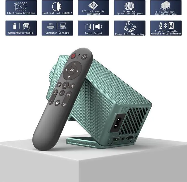 Alt view image 2 of 7 - Mini Projector with WiFi and Bluetooth, 1080P Supported Portable Outdoor Movie Projector, Built-in Speaker, Compatible with Smartphone/TV Stick/PC for Home Theater, Backyard, Camping