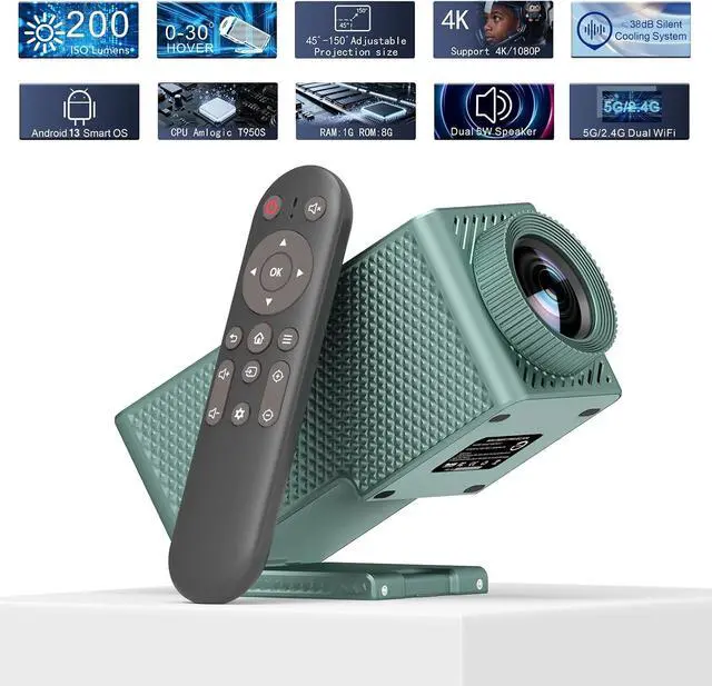 Alt view image 3 of 7 - Mini Projector with WiFi and Bluetooth, 1080P Supported Portable Outdoor Movie Projector, Built-in Speaker, Compatible with Smartphone/TV Stick/PC for Home Theater, Backyard, Camping