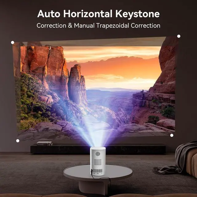 Alt view image 6 of 7 - Mini Projector, 4K Supported Smart Video Projector, 200 ANSI Lumen, WiFi 6 & Bluetooth 5.4, Auto Vertical Keystone Correction, 1920*1080P, 200'' Screen Home & Movie Projector for Bedroom, Outdoor