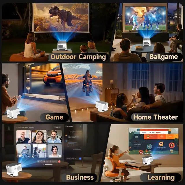Alt view image 7 of 7 - HY350 GTV 900ANSI Android 14 Projector with Auto Focus, 8K Native 1080P Support, WiFi6, BT5.4, 16G, Allwinner Portable