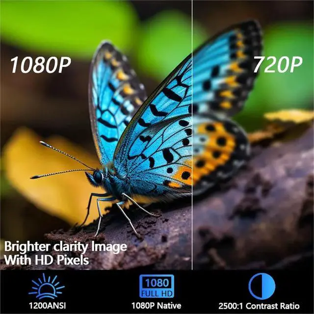 Alt view image 2 of 6 - Mini Projector, Portable Projector, 1080P Autofocus Clarity, Automatic Trapezoidal Correction, WIFI6 360° Home Theater for Movie Home Outdoor