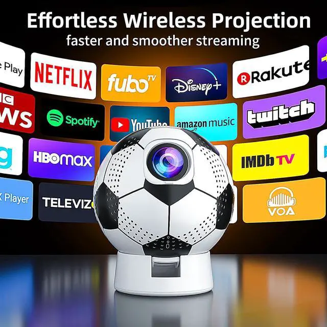 Alt view image 5 of 6 - World Cup 2026 Projector with WiFi and Bluetooth, Portable Outdoor Movie Projector Compatible with Smartphone, Fire TV Stick, HDMI, USB