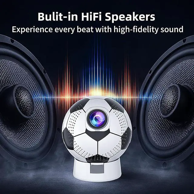 Alt view image 3 of 6 - World Cup 2026 Projector with WiFi and Bluetooth, Portable Outdoor Movie Projector Compatible with Smartphone, Fire TV Stick, HDMI, USB