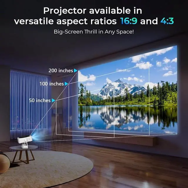 Alt view image 5 of 6 - Mini Projector, Portable Projector, 1080P Autofocus Clarity, Automatic Trapezoidal Correction, WIFI6 360° Home Theater for Movie Home Outdoor