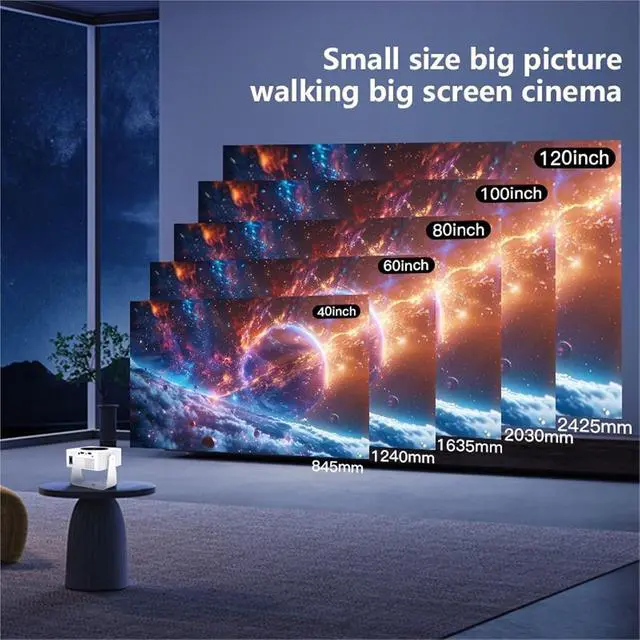 Alt view image 6 of 6 - Mini Projector, Portable Projector, 1080P Autofocus Clarity, Automatic Trapezoidal Correction, WIFI6 360° Home Theater for Movie Home Outdoor
