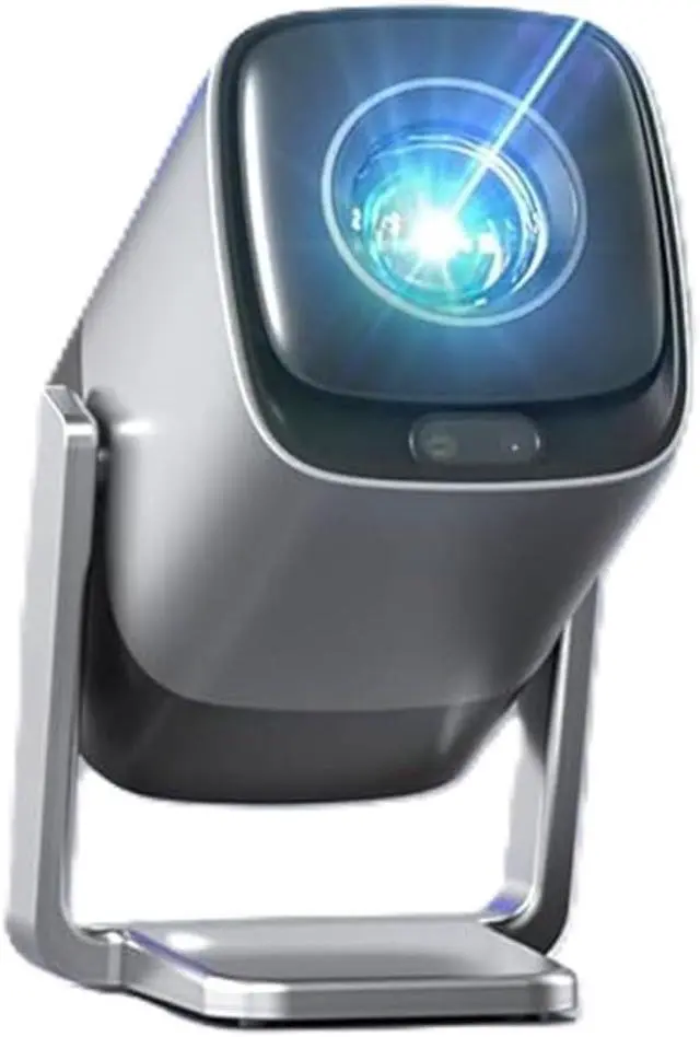 Alt view image 7 of 7 - Mini Smart Projector with WiFi and Bluetooth for Home Cinema Silver 4K Support Dolby Audio Real-time Focus 210 Rotatable Stand