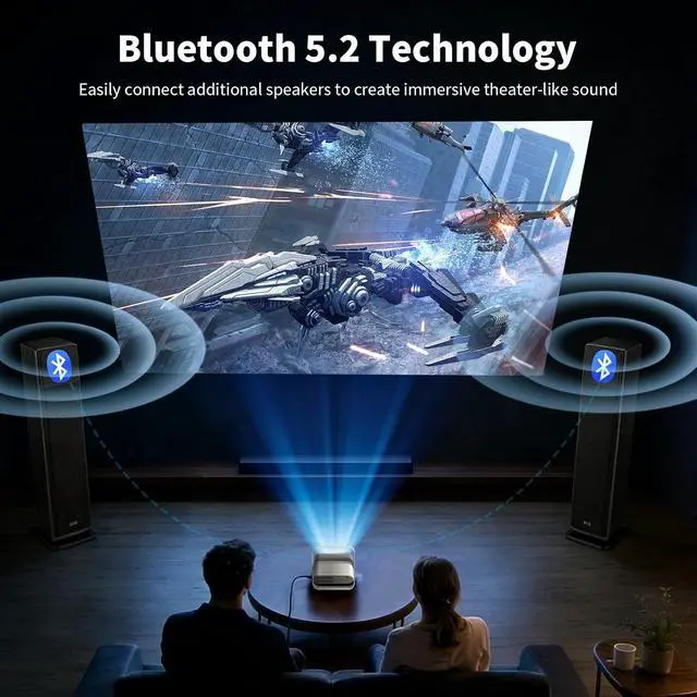 Alt view image 6 of 6 - Native 1080P & Auto FocusSmart Mini Projector with WiFi and Bluetooth, 500ANSI, Auto Keystone Correction, Compatible with Smartphone, Laptop, HDMI, USB