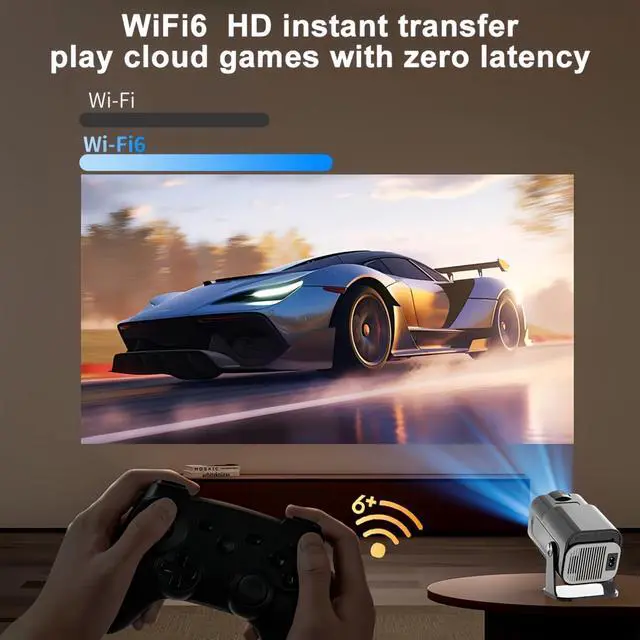 Alt view image 4 of 6 - 4K Projector with WiFi and Bluetooth Portable Movie projector, Auto Keystone 180°Rotation Ceiling Projector for Bedroom, Compatible With HDMI/USB/TV Stick/Smartphone/Laptop