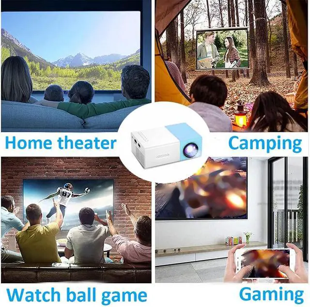 Alt view image 4 of 7 - Mini Projector, 1080P Full HD Portable Movie Projector with Multiple Ports, Defend Visual Weak Light Strength, Compact Design, for Bedroom Traveling (US Plug)