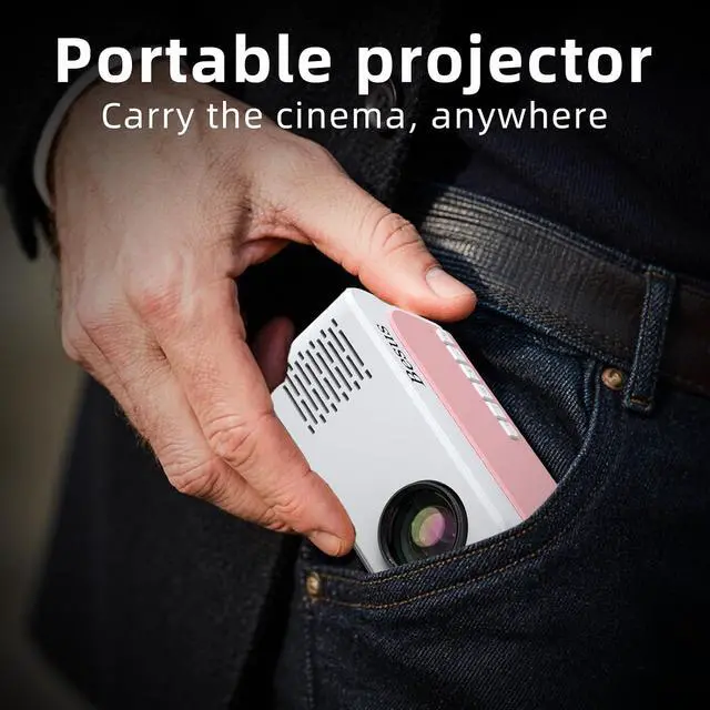 Alt view image 6 of 6 - Mini Projector, HD 1080P WiFi Video Projector, Portable Projector with Tripod, Gift for Kids, Home Theater Movie Phone Projector Compatible with USB, AV, Smartphone/Tablet/Laptop (pink)
