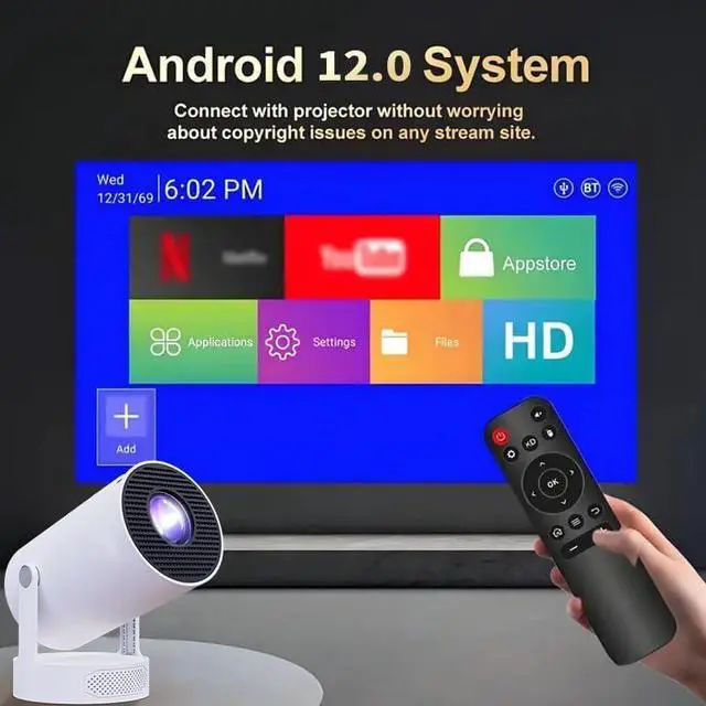 Alt view image 5 of 7 - Fantasy Projector, Window Projector, 4k Smart Movie Projector, 2.4/5.8g Dual-Band Wifi & Bluetooth 5.2, 5w Soundbase Speaker (1set)