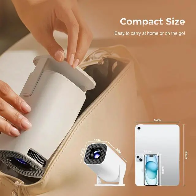 Alt view image 6 of 7 - Mini Projector with Wifi and Bluetooth, Portable Projector Outdoor&Ceiling Use,Build-in Android 14, Auto Keystonet&270°Rotatable, 4k Home Thearter Movie Projector for HDMI USB