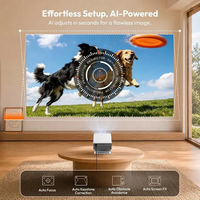 Alt view image 6 of 7 - XGODY Gimbal N8 Smart Projector with WiFi6 Bluetooth 1200 ANSI Auto Focus