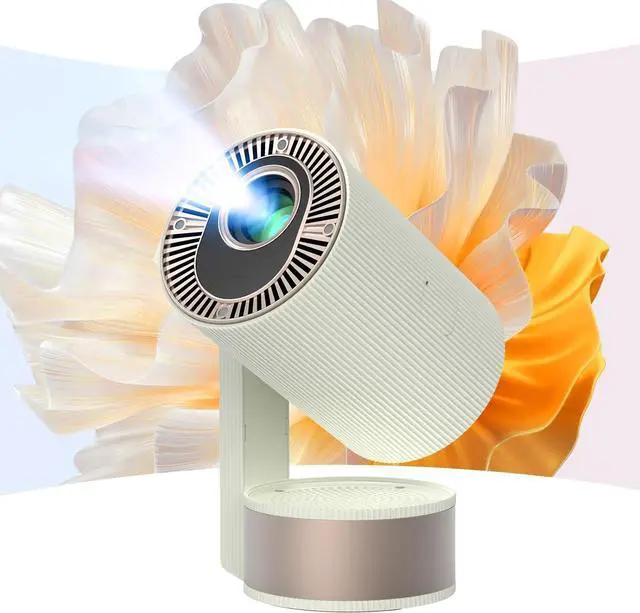 Main image of Projector with WiFi and Bluetooth, Support 1080P 4K, 270°Rotatable Portable Projector with Autofocus and Auto Keystone, Home Projector with HIFI Stereo Sound for TV Stick, Laptop, PC, Phone (White)