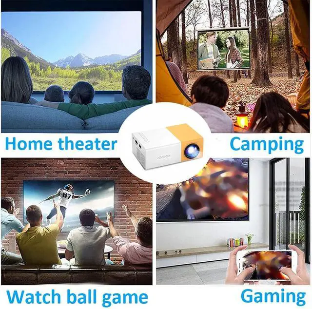 Alt view image 6 of 7 - Mini Projector, 1080P Full HD Video Projector, Portable Outdoor Home Theater Movie Projector, Hifi Stereo Speakers, HDMI, USB, AV, Smartphone Tablet TV Sticks (US
