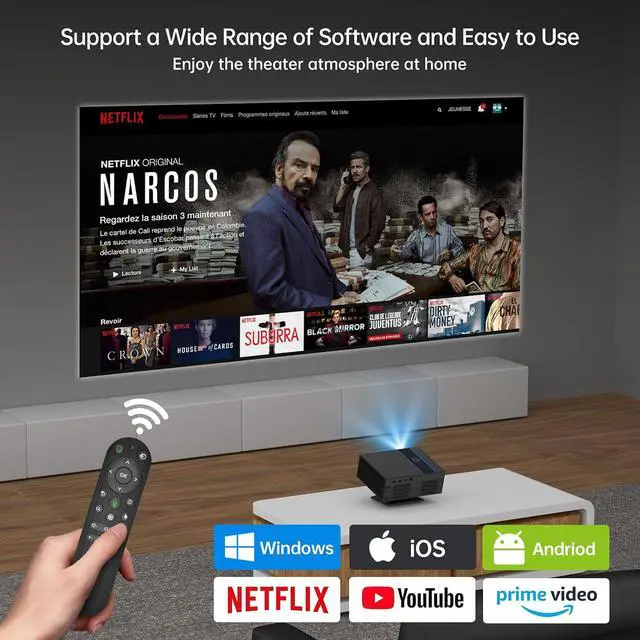 Alt view image 6 of 7 - MT-VIKI 4K Smart Projector Home Theater Supports 18000 Lumens Auto Focus/Auto Keystone Correction Projector Full HD 1080P Resolution With 360° Rotatable Stand