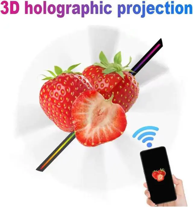 Alt view image 3 of 6 - 3D HD Hologram Fan Projector SD 42cm/16.5in LED Sign Holographic Player Support Image Video Shop Bar Party Advertising Display Light Simple Management