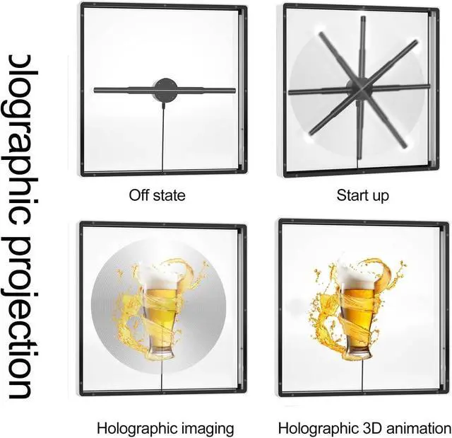Alt view image 5 of 6 - 3D Hologram Projector Fan, With Cover Wifi Control 42cm Commercial Advertising Display Hologram Projector Transmit Picture Video Simple Management(Gold)