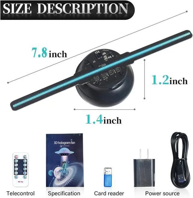 Alt view image 3 of 6 - 18cm Holographic Projector LED 3D Fan Holographic LED Fan Advertising Machine Decorative Screen 7.1in Simple Management