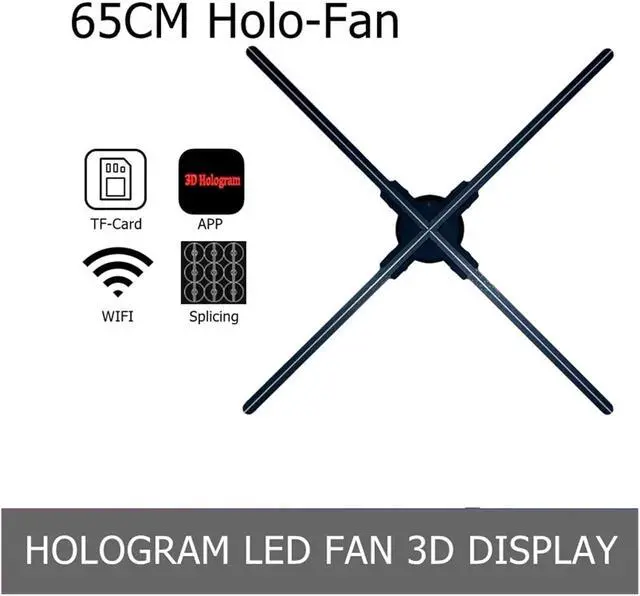 Alt view image 4 of 7 - 65/80/100CM Hologram 3D Fan Projector Wifi Led Sign Holographic Player Advertising Display Support 3D Videos Simple Management(60cm)