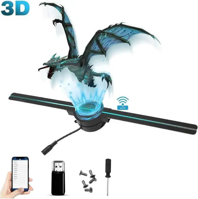 Alt view image 2 of 6 - 3D Hologram Fan, 42CM WiFi 3D Holographic Projector, Advertising Display Light, HD Holographic Projector for Stores Bars Party Xmas Simple Management