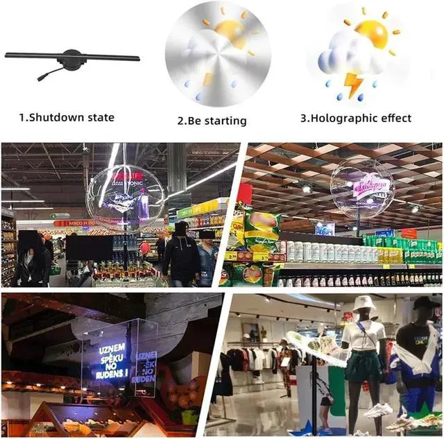 Alt view image 3 of 6 - 3D Hologram Fan, 42CM WiFi 3D Holographic Projector, Advertising Display Light, HD Holographic Projector for Stores Bars Party Xmas Simple Management