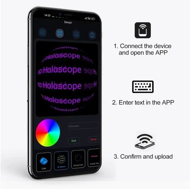 Alt view image 4 of 7 - 42 Cm/16.53in Fan And 45CM Cover 3D Fan Hologram Projector Remote Advertising Display Led Sign Holographic Lamp Projector Waterproof Simple Management(P45 set Blue)