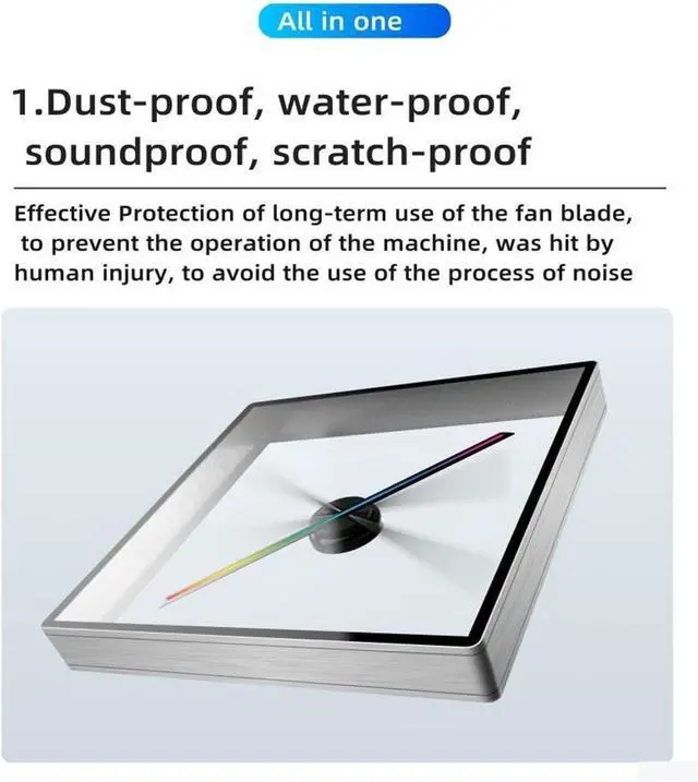 Alt view image 6 of 7 - 42 Cm/16.53in Fan And 45CM Cover 3D Fan Hologram Projector Remote Advertising Display Led Sign Holographic Lamp Projector Waterproof Simple Management(P45 set Blue)