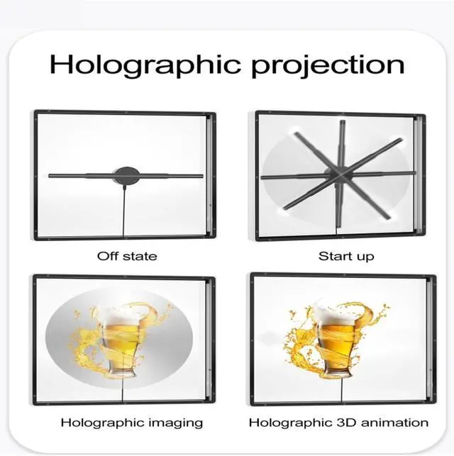 Alt view image 5 of 7 - 42 Cm/16.53in Fan And 45CM Cover 3D Fan Hologram Projector Remote Advertising Display Led Sign Holographic Lamp Projector Waterproof Simple Management(P45 set Blue)