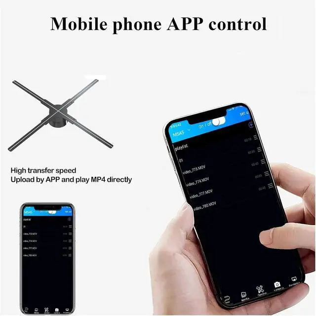 Alt view image 3 of 6 - 46cm/18.1in 3d Fan Hologram Projector Decoration Fan Screen Christmas Halloween LED Hologram Advertisement Sign Light App Control Simple Management