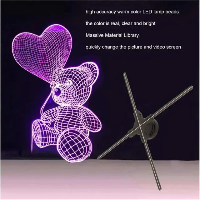 Alt view image 6 of 7 - 3D Holographic Advertising Machine 2000x720 720 LEDs 4 Leaves Adjustable WiFi 3D Hologram Fan Simple Management
