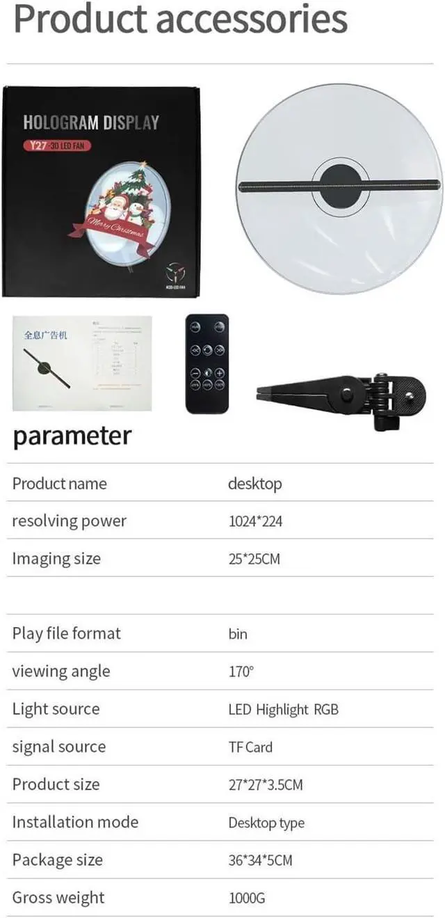 Alt view image 6 of 7 - Y27 Holographic Signage Light LED Light Hologram Billboard 3D Player Projector WiFi Multifunction Remote Control Simple Management