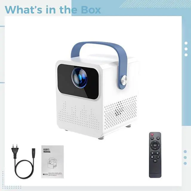 Alt view image 5 of 5 - Smart Projector, Mini Portable Projector with Android System, 50-120 in Display, Keystone Correction, 2.4 G and 5.0 G Wifi, USB Interface, US Plug, 6 x 5.1 x 5 in / 15.2 x 13 x 12.6 cm