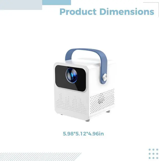 Alt view image 2 of 5 - Smart Projector, Mini Portable Projector with Android System, 50-120 in Display, Keystone Correction, 2.4 G and 5.0 G Wifi, USB Interface, US Plug, 6 x 5.1 x 5 in / 15.2 x 13 x 12.6 cm