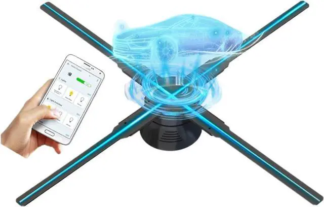 Main image of 56cm/22.1in 3d Hologram Fan, 672 Led Beads In 4 Fan Blades Holographic Projector By TF Card, App & Remote Control, Halloween Simple Management