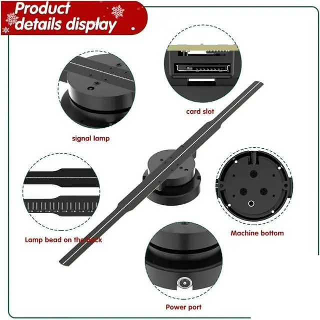 Alt view image 3 of 6 - 42CM/16.5IN Wifi 3D Hologram Fan Remote Wifi Control 3d Led Projector Display Player Holographic Advertising Projector Simple Management