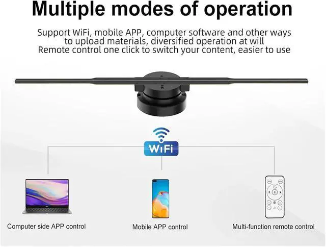 Alt view image 4 of 6 - 42CM/16.5IN Wifi 3D Hologram Fan Remote Wifi Control 3d Led Projector Display Player Holographic Advertising Projector Simple Management