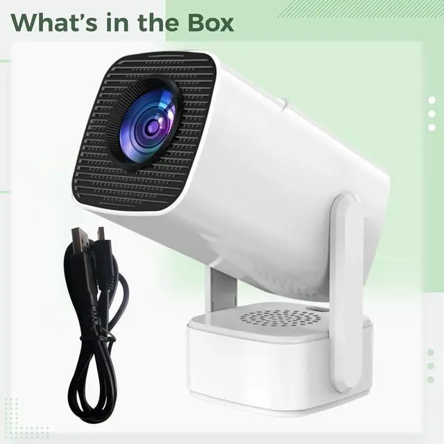 Alt view image 2 of 5 - Mini Projector, P30MAX 4K Portable Projector with Electric Focus, WiFi 6, Android 13, 5G Wireless, 270° Rotation, Supports Power Bank, White, 9.2 x 3.7 in / 23.3 x 9.4 cm