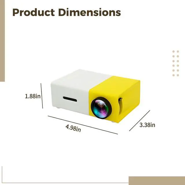 Alt view image 3 of 5 - YG300 Projector, Mini Projector with 1080P Support, Portable LED Projector, 24 to 80 in Display, 30000 Hrs Lamp Life, Home Theater Projector, Remote Control, 5 x 3.4 x 1.9 in, 126.4 x 85.8 x 47.7 mm