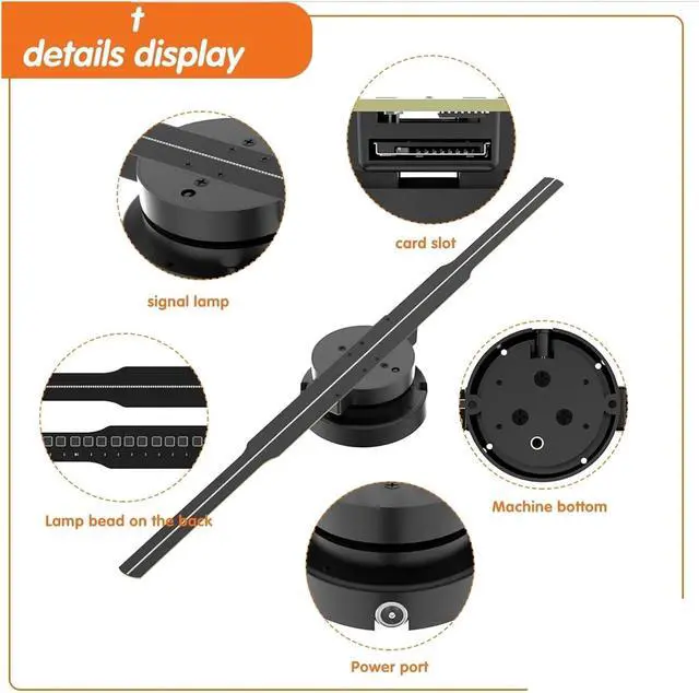 Alt view image 3 of 5 - 42/45cm 3D Hologram Projector Fan Lamp Wifi Display Light Led Logo Holographic Lamp Advertising Light Shop Logo Light Simple Management(PD42 HD set)