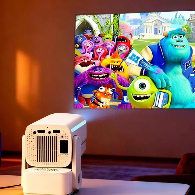 Alt view image 4 of 5 - Mini Projector, P30MAX 4K Portable Projector with Electric Focus, WiFi 6, Android 13, 5G Wireless, 270° Rotation, Supports Power Bank, White, 9.2 x 3.7 in / 23.3 x 9.4 cm